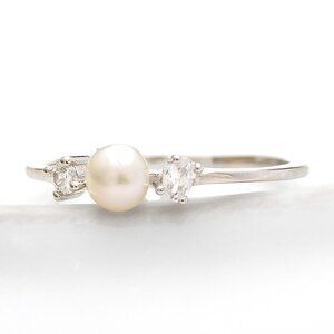 Pearl Silver Ring, Pure 925 Sterling Silver Minimalist Ring, Cute Wedding Ring